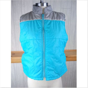 Turquoise Silver Color Block Puffer Vest